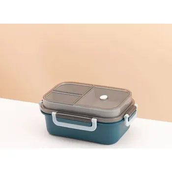 Svačinový box Přenosná obědová krabička s příbory pro ohřev v mikrovlnce | cestovní krabička na oběd - Modrá