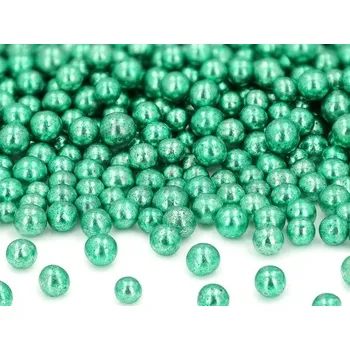 Čokoláda Cukrové perly jemné metalické zelené 7mm 80g
