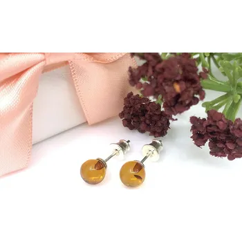 Řetízek Jan Kos Jewellery Stříbrné náušnice s jantarem 12124268