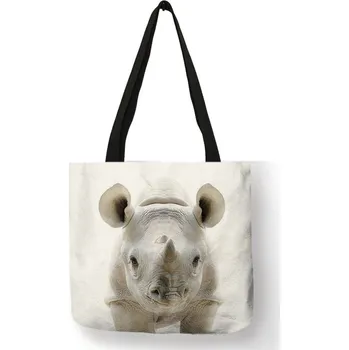 Velká plátěná taška na rameno zvířecí miminka-nosorožec