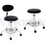 Židle laboratorní a ordinační Kovonax, antistatická, Typ: FORMEX nerez B, Popis: Bílá koženka, nastavení výšky sezení nožním pedálem, nastavení výšky opěradla aretačním šroubem, nerezová konstrukce, pogumovaná kolečka na tvrdé podlahy