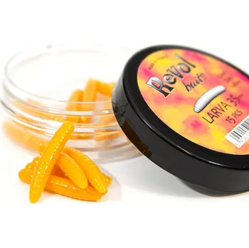 Umělá nástraha Revol Baits nástraha Larva 35mm příchuť krevetka, barva žlutá 15ks