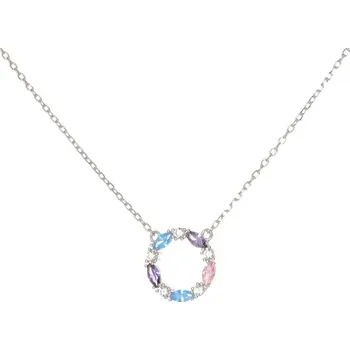 Náhrdelník Dámský stříbrný náhrdelník kolecko se zirkony 42-45 cm STNAH243F