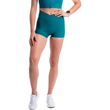 Dámské kraťasy BrainMax dámské kraťasy s vysokým pasem vykrojeným do V, mořská zelená Velikost: S Dámské sportovní kraťasy s vysokým pasem a vykrojením