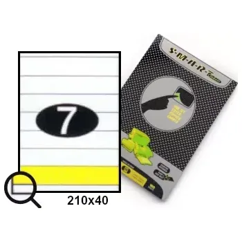 Speciální papír Samolepicí etikety, štítky 210x40, papír A4, 100 listů (Samolepící papír do tiskárny A4 - velikost etiket 210x40 - balení 100 archů - SMART)
