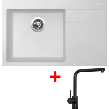 Granitový dřez Akční Sinks RIM 780 L Milk + ELKA černá