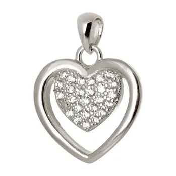 Přívěsek Stříbrný přívěšek srdíčko se zirkony STRZ1148F
