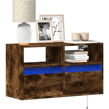 Obývací pokoj vidaXL Nástěnná TV skříňka s LED osvětlením 80 x 31 x 45 cm [852327] Barva: kouřový dub
