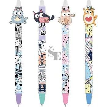 Gumovací kuličkové pero Funny Cats mix 0,5 modré 6001378