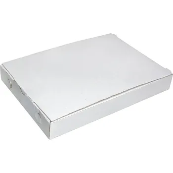 Jednorázové nádobí Krabice na pizzu 30x20x4cm mvl bílá na 1/2pizzy, 7chlebíčků - 200 ks
