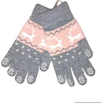 Rukavice Aura Via Dámské rukavice šedá/ růžová