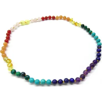 Náhrdelník Jantarové čakrové korálky duhové 45 cm Rainbow - 45 cm