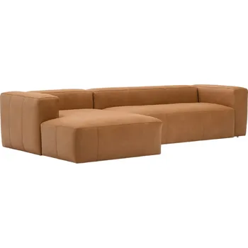 Pohovka Kave Home Kožená rohová pohovka Blok 330 cm, levá