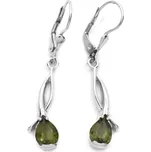 Stříbrné náušnice s vltavínem Voleita