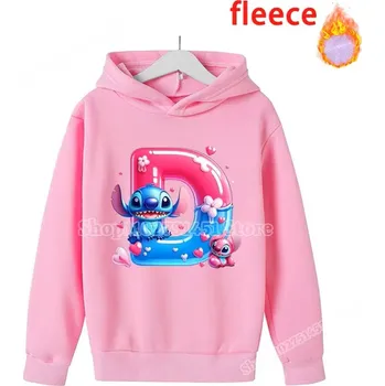 Chlapecký svetr Lilo & Stitch Pohodlná dětská mikina s kapucí "Lilo & Stitch" s písmenkem ABECEDY Varianta: D, Velikost: 120