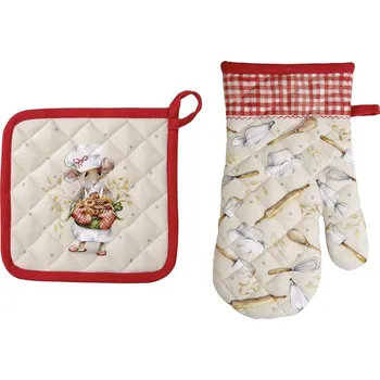 Chňapka Vánoční sada chňapky a podložky ANNA BAKED red cream. IHR