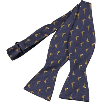 Motýlek Bubibubi Tmavomodrý vázací motýlek s bažanty