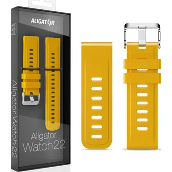 Řemínek na hodinky Řemínek silikonový ALIGATOR 22mm, hořčicově žlutý