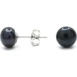 Ocelové náušnice s perlou Ava - Černá