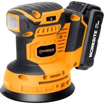 excentrická bruska Worksite COS326 - Aku excentrická bruska 20V 1x2,0Ah - Kombi MAX plus + Ochranné brýle + pracovní rukavice v hodnotě 149,-