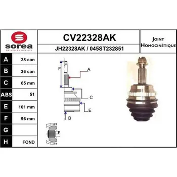 Autodíl Sada kloubů, hnací hřídel EAI CV22328AK