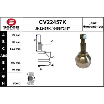 Autodíl Sada kloubů, hnací hřídel EAI CV22457K