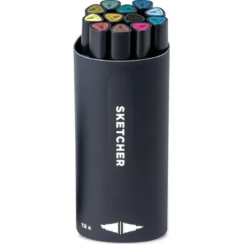 Akvarelové oboustranné fixy MOLOTOW Sketcher, 12ks základní C