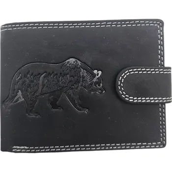 Peněženka Kožené peněženky s motivem - Medvěd Barva: Černá