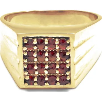 Prsten Stříbrný masivní prsten český granát Mattia - 49, Zlacení