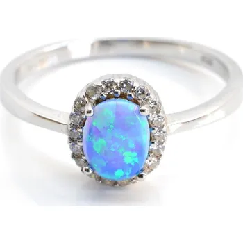 Prsten Stříbrný prsten opál modrý Bekim - 53