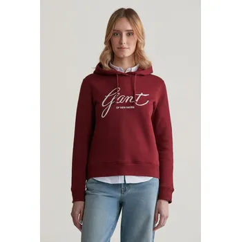 Dámská mikina MIKINA GANT REG SCRIPT HOODIE PLUMPED RED