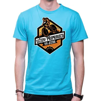 Pánské tričko Pánske Cyklo tričko - Vždy připravený na jízdu, Barva látky tyrkysová modrá, Střih Pánsky/UNISEX, Velikost XS