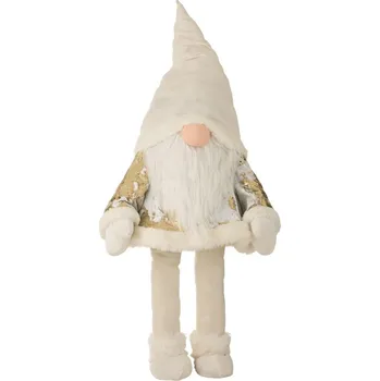 Vánoční dekorace J-Line by Jolipa Bílo-zlatý veliký stojící Santa Claus s pružným tělem - 57*52*145 cm