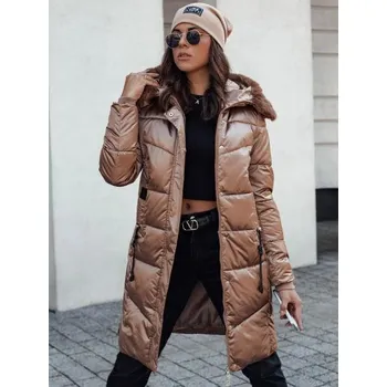 Dámská parka Dámská zimní bunda ULTRAWAY prošívaná s kapucí hnědá