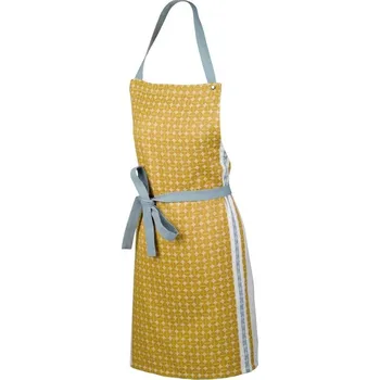 Kuchyňská zástěra Zástěra KELA Svea 100% bavlna kari žlutá/mrazově modrá vzor KL-12790