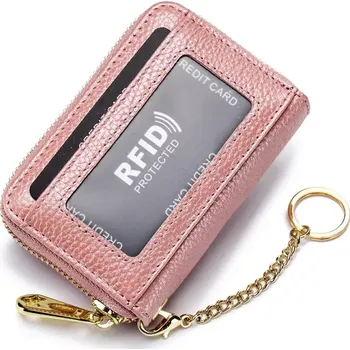 Peněženka Kožená peněženka s RFID ochranou růžová s kompaktními rozměry 11x7,5x2,5cm