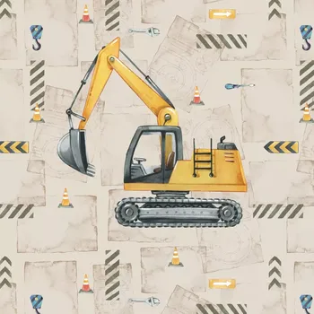 Teplákovina Stavební bagr, panel (E) (Panely a ladící metráž)