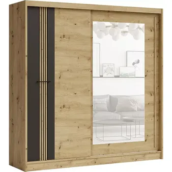 Šatní skříň Šatní skříň dub artisan/černá MOLTO ML-200