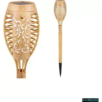 Zahradní dekorace Svítidlo venkovní solární SOLAR MINISPARK BAMBOO se soumrakovým čidlem (pochodeň zdroj světla LED teplá bílá 1600-1800K EFEKT PLAMENE)