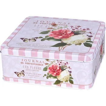 Dóza na potraviny Set dóz PEONY STRIPES plechový 15x15,18x18,21x21x8cm 3ks