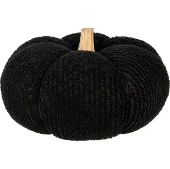 Svícen Černá látková dekorační dýně z vlny Nanne XL – 25x16 cm