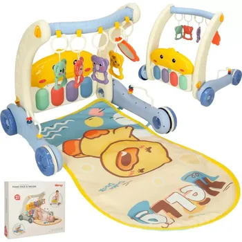 Dětské chodítko Vzdělávací podložka posunovací chodítko s klavírem 2v1 Bibi-inn modrá (KX3612_2)