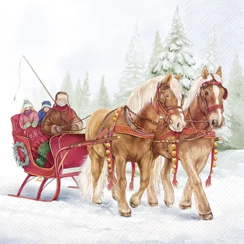 Vánoční dekorace IHR WINTER SLEIGH RIDE papírové ubrousky