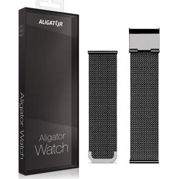 Řemínek na hodinky Řemínek kovový ALIGATOR 20mm, černý