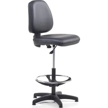 ESD Pracovní židle DARWIN, 635-815 mm, opěrný kruh, koženka, černá