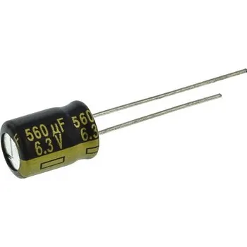 Kondenzátor Kondenzátor, řada: FC 560μF ±20procent 117mΩ 6.3V dc, Radiální, Průchozí otvor Hliníkové elektrolytické Panasonic