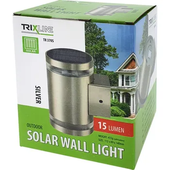 Nástěnné svítidlo TRIXLINE Nástěnné solární světlo HD - 370S stříbrná