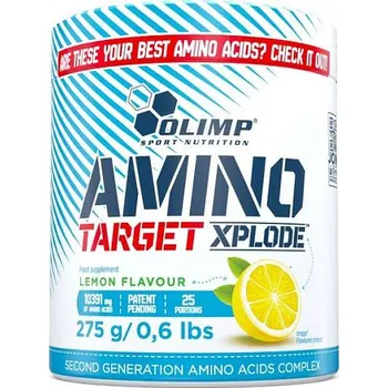 Aminokyselina Olimp Sport Nutrition Olimp Olimp Amino Target Xplode 275 g, směs 20 aminokyselin v sypké formě Příchuť: lemon