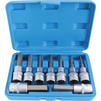 Klíč SATRA S-H912S Zástrčné hlavice Imbus 1/2" H4-H17, prodloužené 80 mm, sada 9 ks