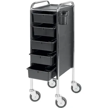 Efalock-Professional Kadernicke-potreby Pracovni-vozikPracovní vozík Piccolo 84/5 Velká kolečka Černá 1 Stk. (6&nbsp;642,00 Kč / 1 ks.)